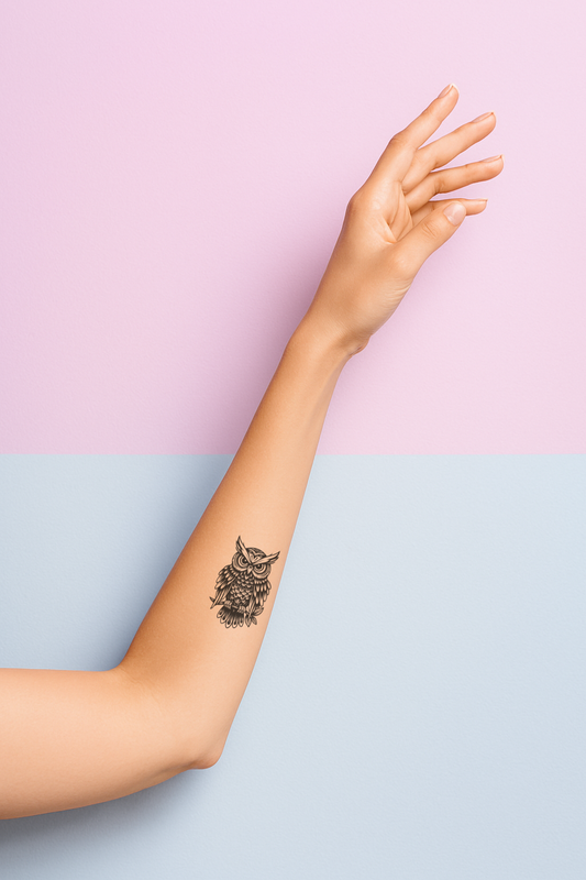 Eulenmotiv fake temporäres tattoo