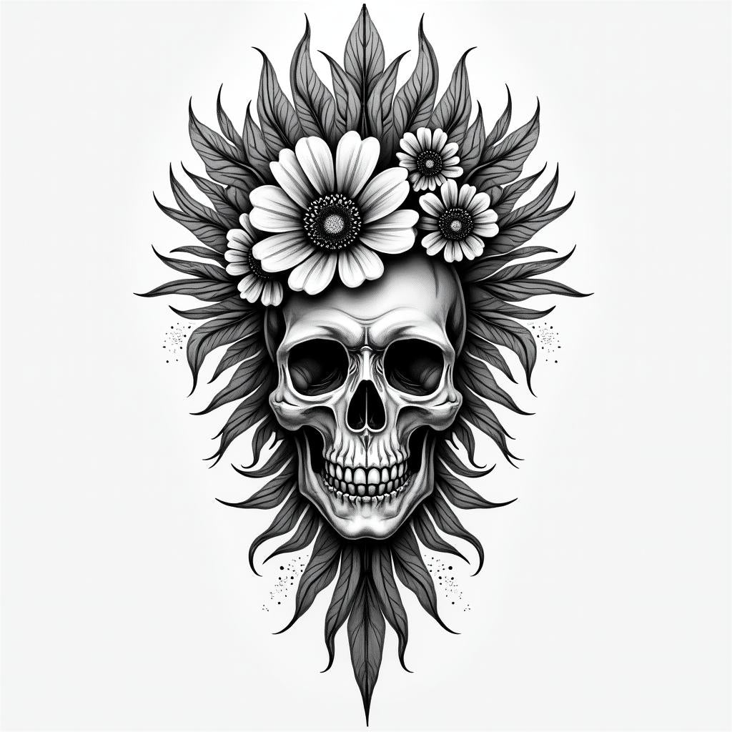 Totenkopf Mexiko Halloween Tattoo No: 1