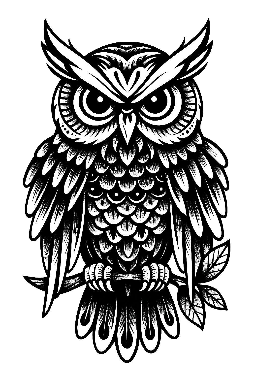 Eulenmotiv fake temporäres tattoo