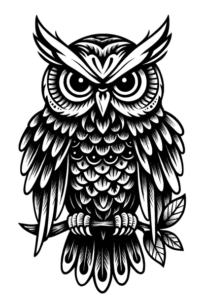 Eulenmotiv fake temporäres tattoo