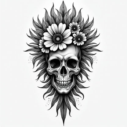 Totenkopf Mexiko Halloween Tattoo No: 1