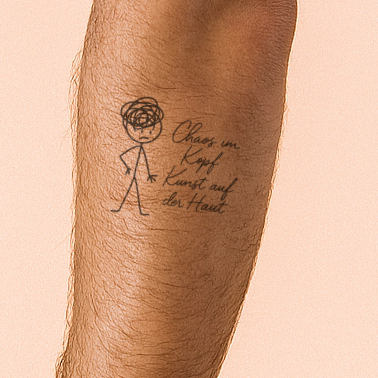 fake temporaeres Tattoo chaos im kopf